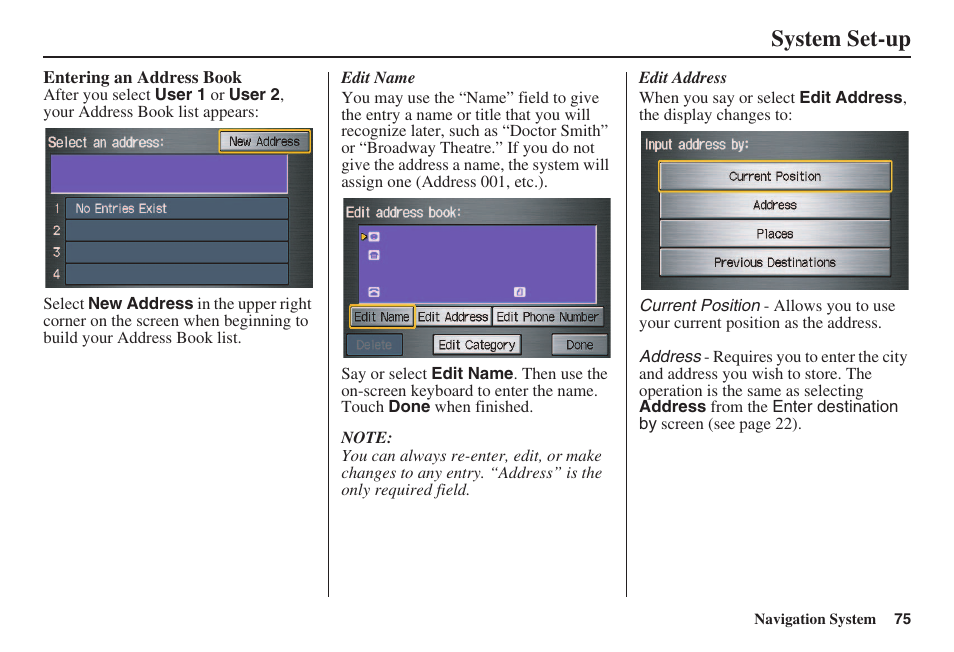 System set-up | HONDA 2008 Civic Navigation User Manual | Page 76 / 145