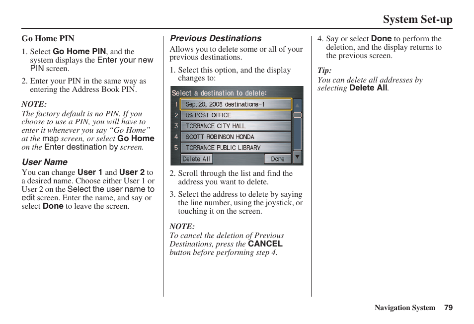 System set-up | HONDA 2008 Civic Navigation User Manual | Page 80 / 145
