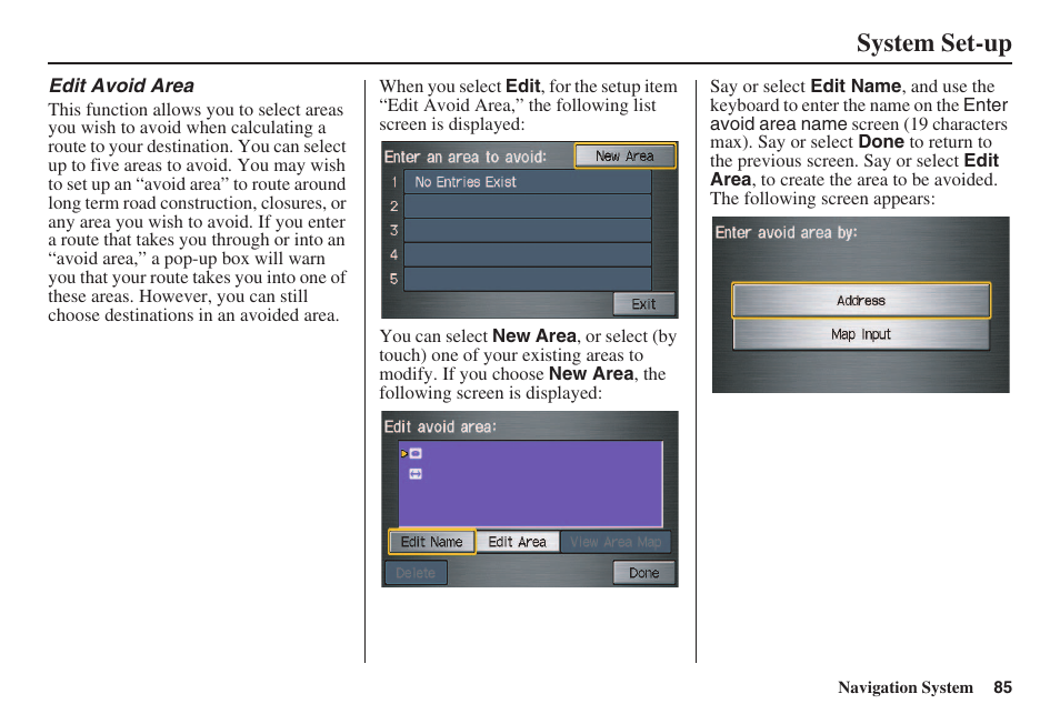 System set-up | HONDA 2008 Civic Navigation User Manual | Page 86 / 145