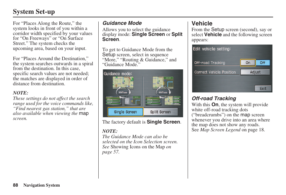 System set-up | HONDA 2008 Civic Navigation User Manual | Page 89 / 145