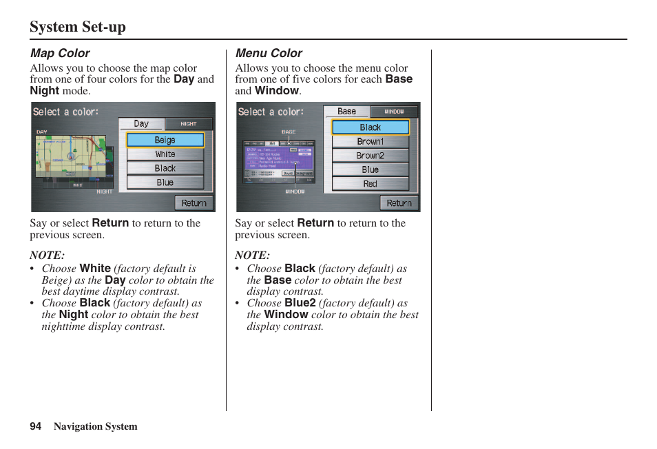 System set-up | HONDA 2008 Civic Navigation User Manual | Page 95 / 145
