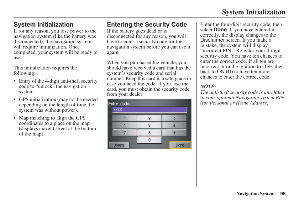 System initialization | HONDA 2008 Civic Navigation User Manual | Page 96 / 145