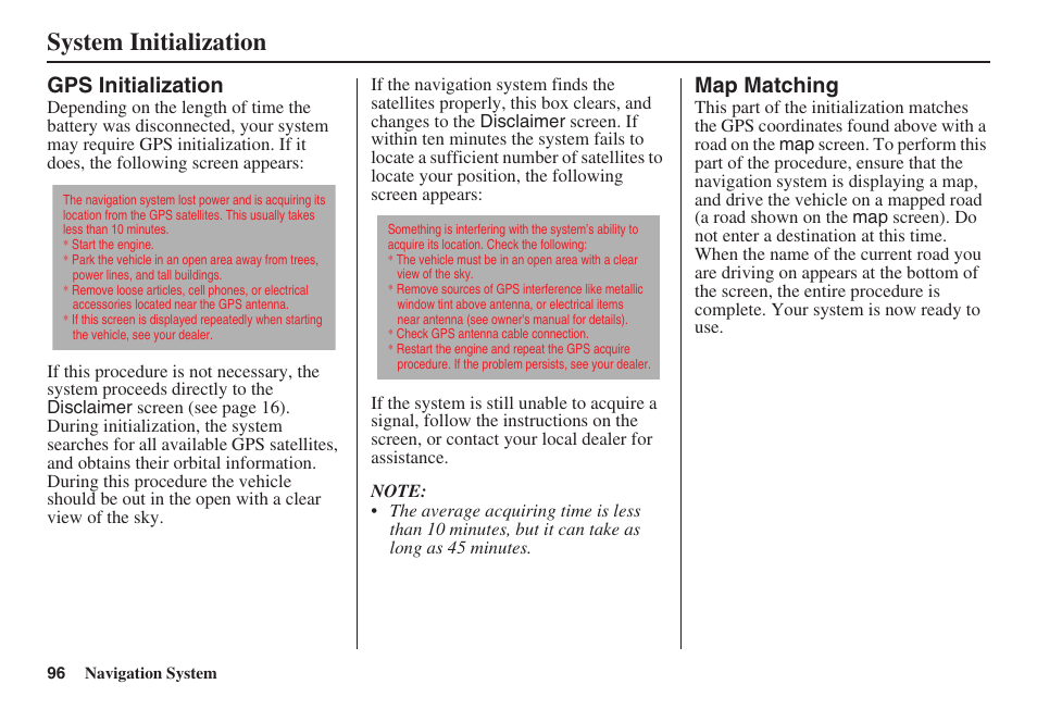 System initialization | HONDA 2008 Civic Navigation User Manual | Page 97 / 145