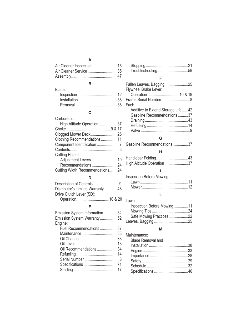 Index | HONDA HRS216SDA User Manual | Page 60 / 63
