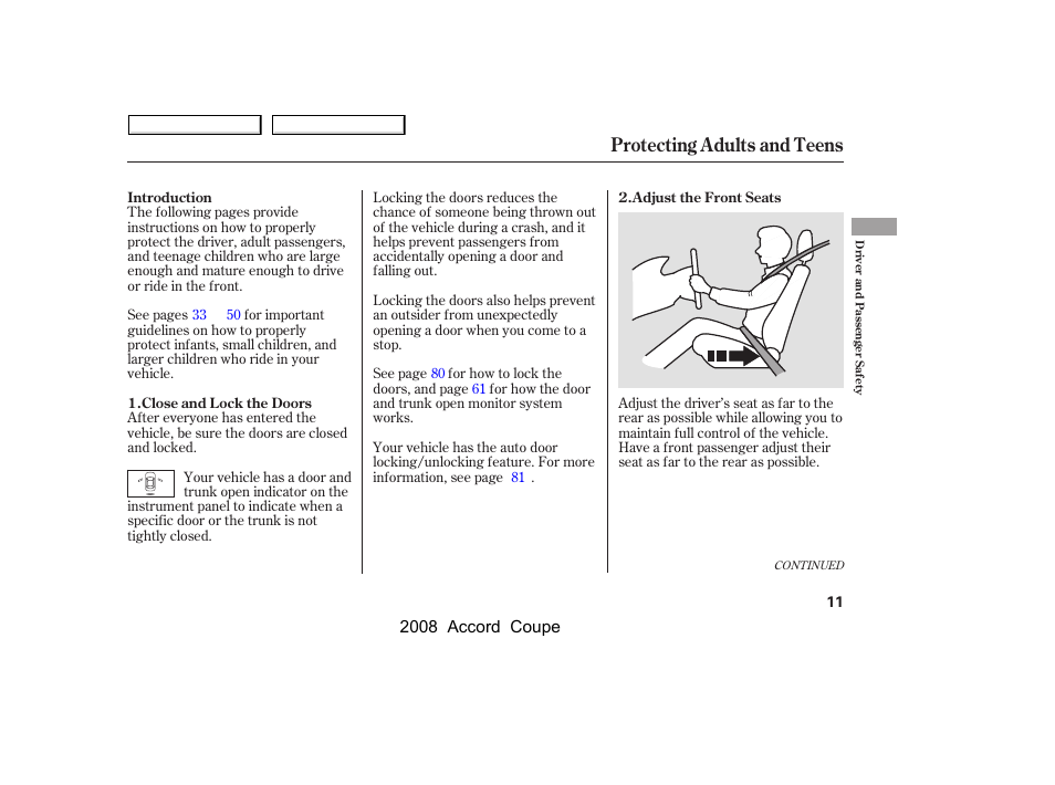 Protecting adults and teens | HONDA 2008 Accord Coupe User Manual | Page 14 / 412