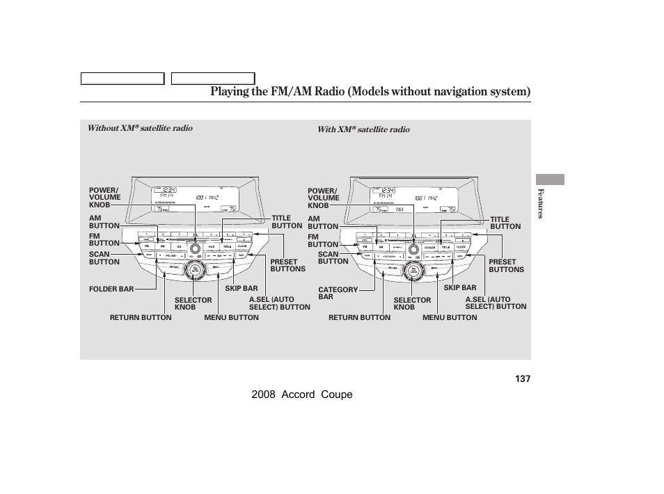 2008 accord coupe | HONDA 2008 Accord Coupe User Manual | Page 140 / 412