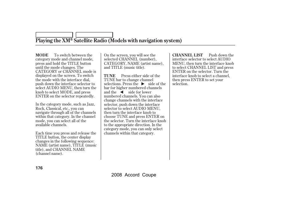 HONDA 2008 Accord Coupe User Manual | Page 179 / 412