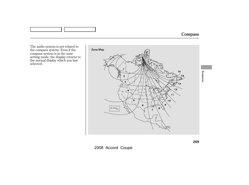 Compass, 2008 accord coupe | HONDA 2008 Accord Coupe User Manual | Page 212 / 412