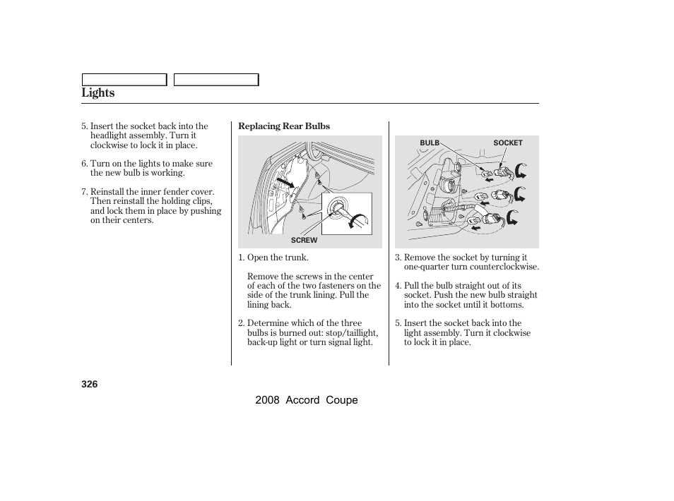 Lights | HONDA 2008 Accord Coupe User Manual | Page 329 / 412