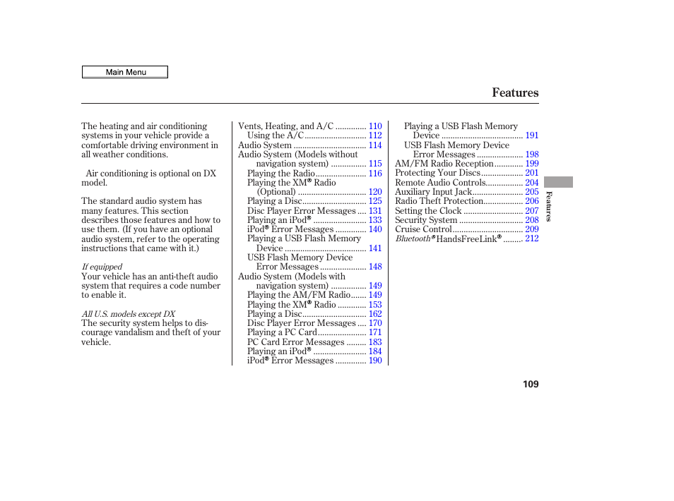 Features | HONDA 2010 Civic Sedan User Manual | Page 112 / 387