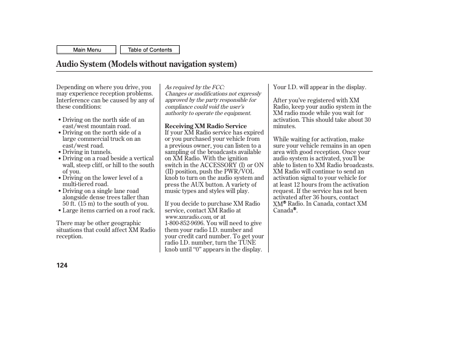 Audio system (models without navigation system) | HONDA 2010 Civic Sedan User Manual | Page 127 / 387