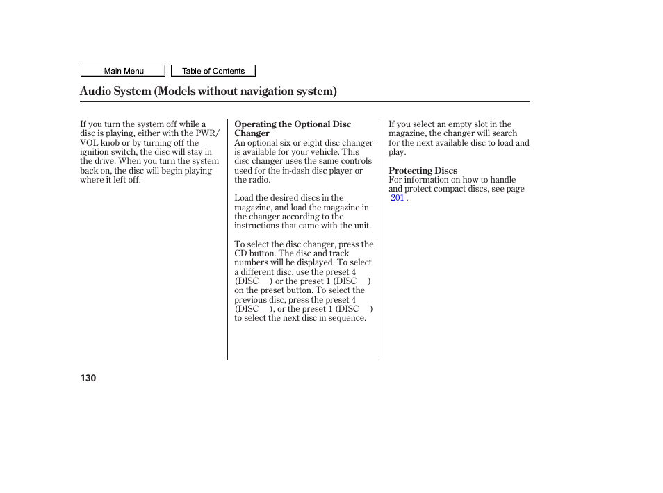 Audio system (models without navigation system) | HONDA 2010 Civic Sedan User Manual | Page 133 / 387