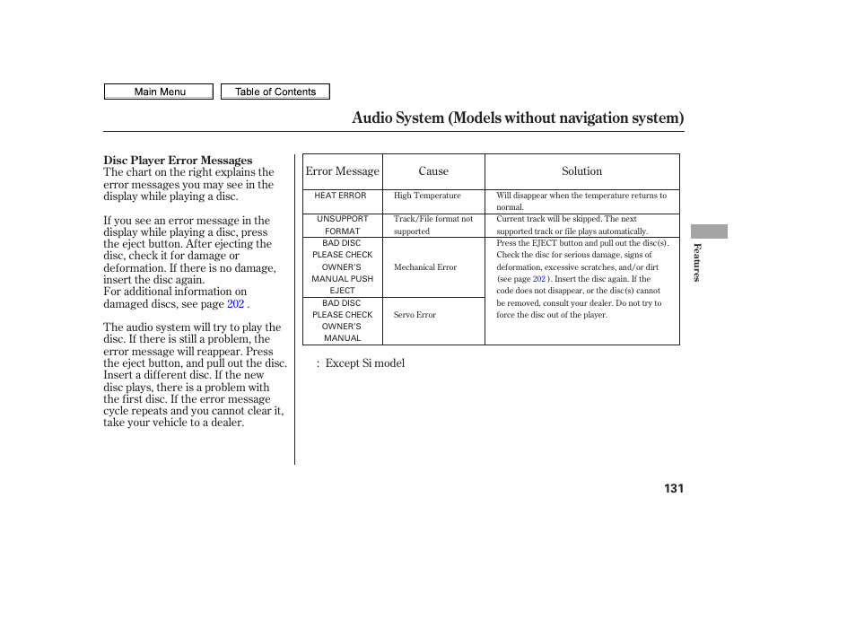 Audio system (models without navigation system) | HONDA 2010 Civic Sedan User Manual | Page 134 / 387