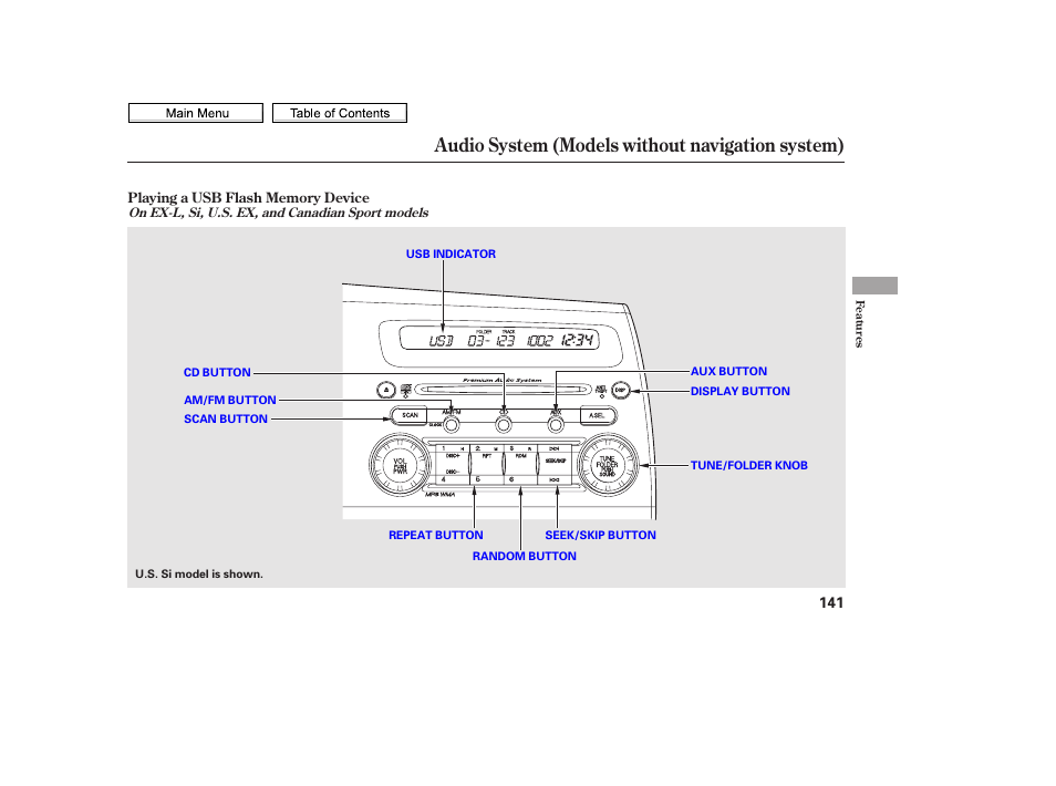 Audio system (models without navigation system) | HONDA 2010 Civic Sedan User Manual | Page 144 / 387