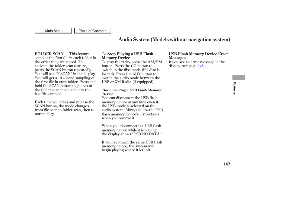 Cd button, Am/fm button, Audio system (models without navigation system) | HONDA 2010 Civic Sedan User Manual | Page 150 / 387