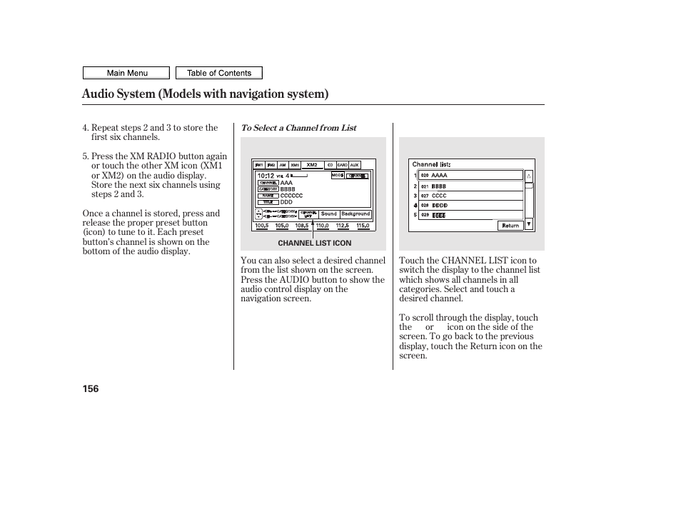 Audio button, Audio system (models with navigation system) | HONDA 2010 Civic Sedan User Manual | Page 159 / 387