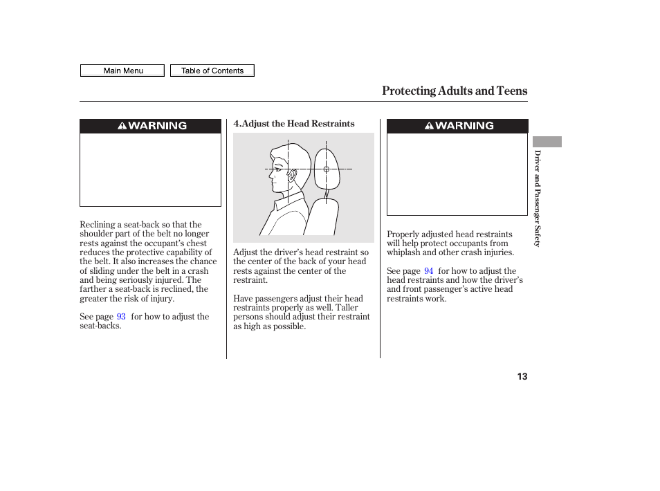 Protecting adults and teens | HONDA 2010 Civic Sedan User Manual | Page 16 / 387