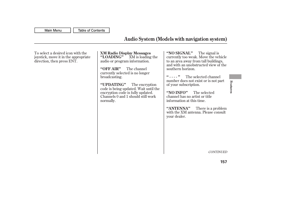 Joystick, Audio system (models with navigation system) | HONDA 2010 Civic Sedan User Manual | Page 160 / 387