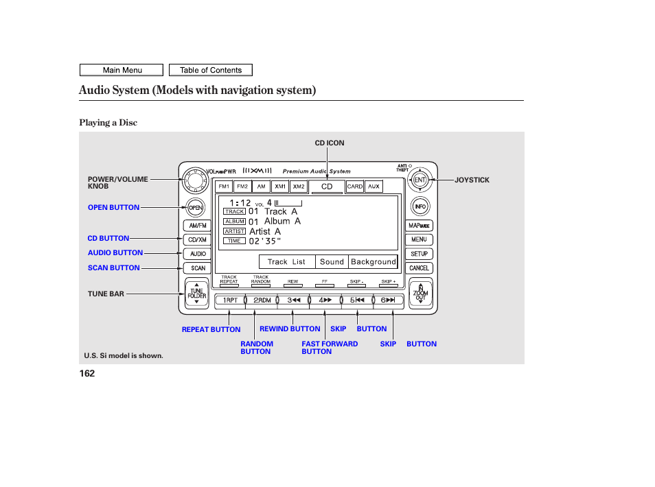 Audio system (models with navigation system) | HONDA 2010 Civic Sedan User Manual | Page 165 / 387