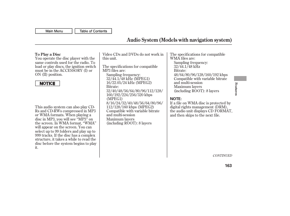 Audio system (models with navigation system) | HONDA 2010 Civic Sedan User Manual | Page 166 / 387