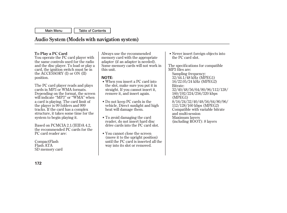 Audio system (models with navigation system) | HONDA 2010 Civic Sedan User Manual | Page 175 / 387