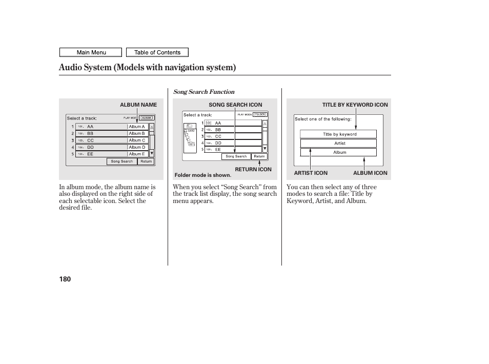 Audio system (models with navigation system) | HONDA 2010 Civic Sedan User Manual | Page 183 / 387