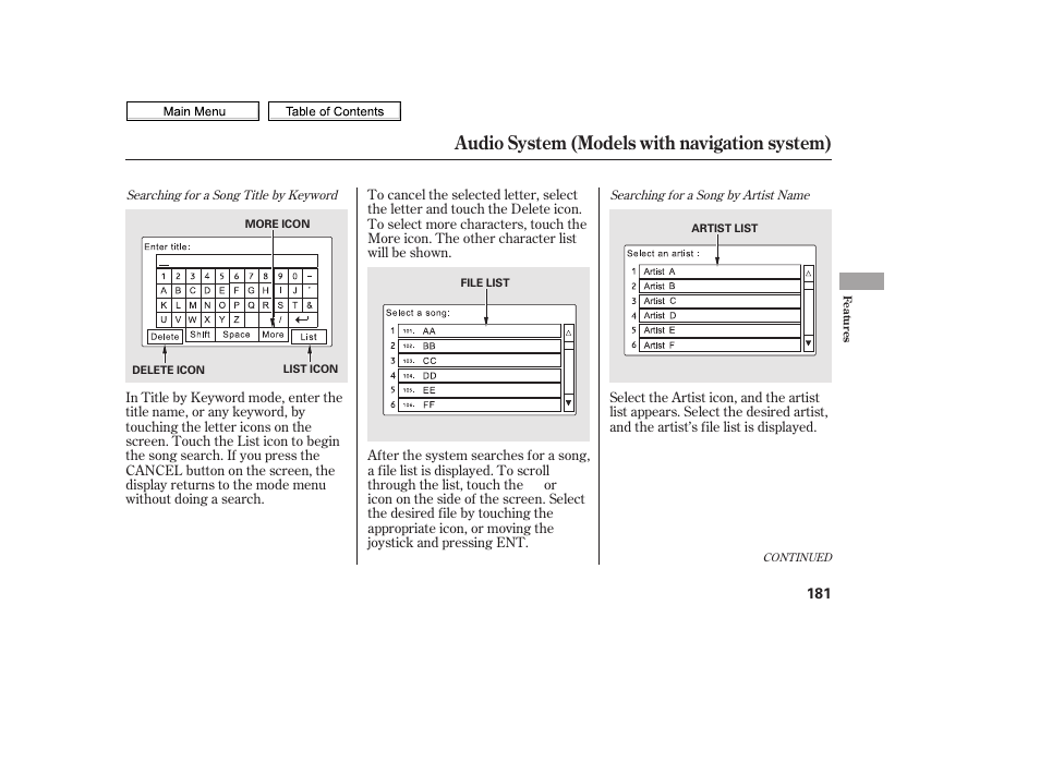 Audio system (models with navigation system) | HONDA 2010 Civic Sedan User Manual | Page 184 / 387