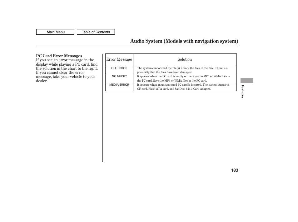 Audio system (models with navigation system) | HONDA 2010 Civic Sedan User Manual | Page 186 / 387