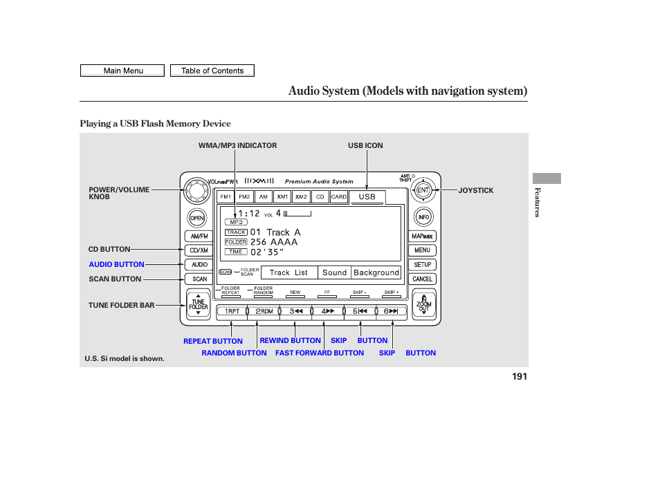 Audio system (models with navigation system) | HONDA 2010 Civic Sedan User Manual | Page 194 / 387