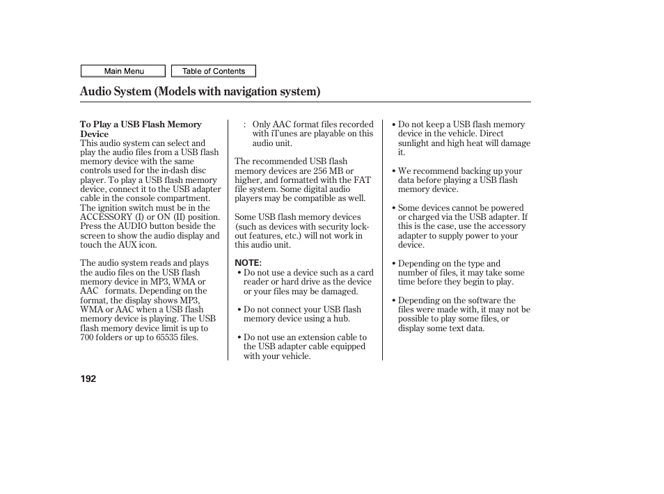 Audio button, Audio system (models with navigation system) | HONDA 2010 Civic Sedan User Manual | Page 195 / 387