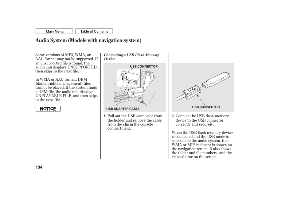 Audio system (models with navigation system) | HONDA 2010 Civic Sedan User Manual | Page 197 / 387