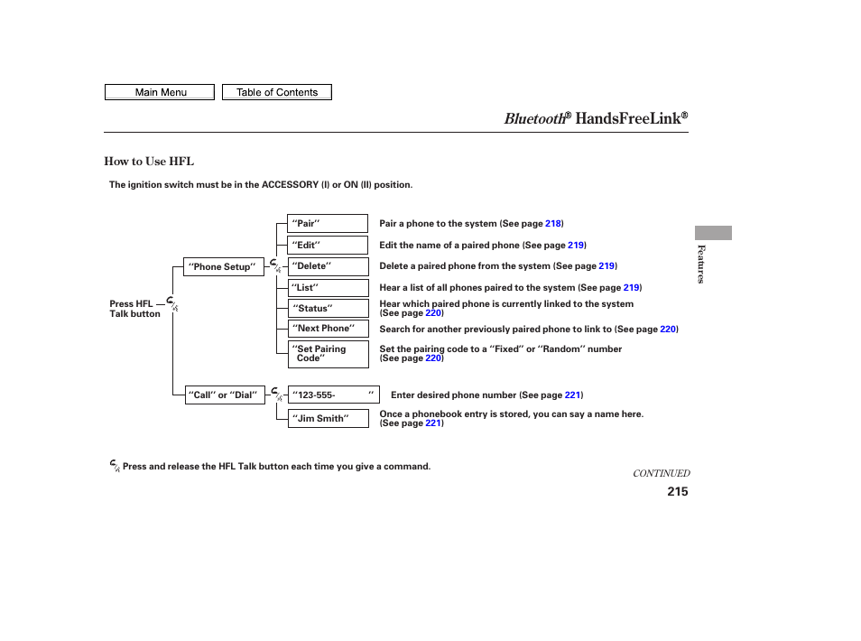 Handsfreelink, Bluetooth | HONDA 2010 Civic Sedan User Manual | Page 218 / 387