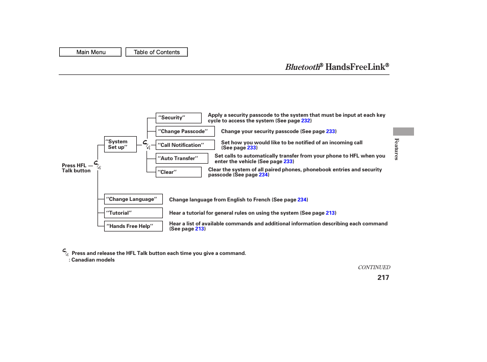 Handsfreelink, Bluetooth | HONDA 2010 Civic Sedan User Manual | Page 220 / 387