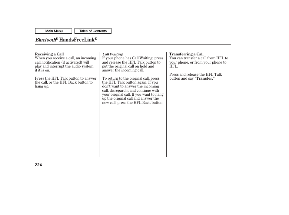 Handsfreelink, Bluetooth | HONDA 2010 Civic Sedan User Manual | Page 227 / 387