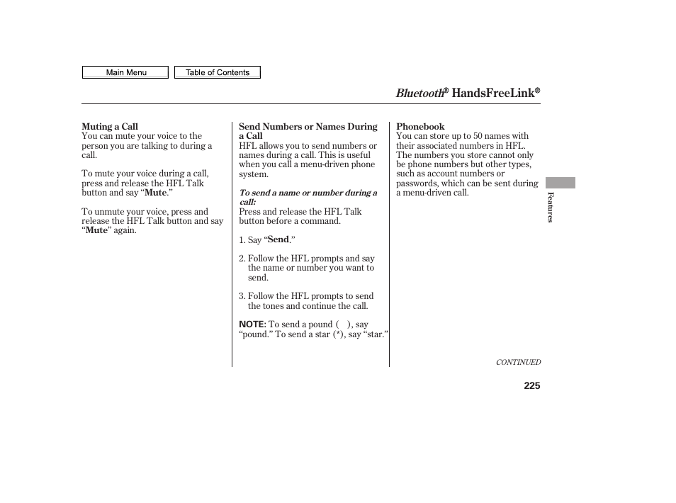 Handsfreelink, Bluetooth | HONDA 2010 Civic Sedan User Manual | Page 228 / 387