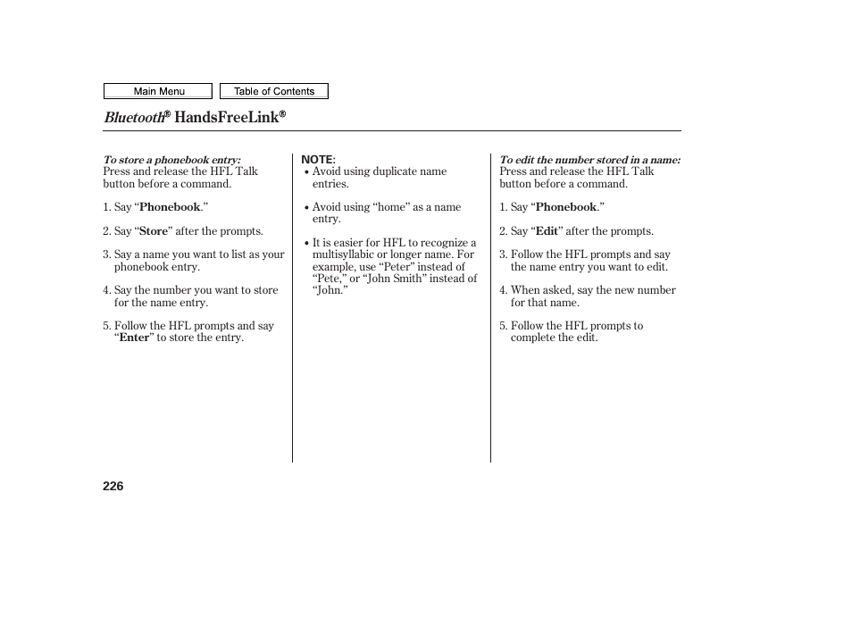 Handsfreelink, Bluetooth | HONDA 2010 Civic Sedan User Manual | Page 229 / 387