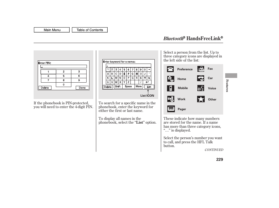 Handsfreelink, Bluetooth | HONDA 2010 Civic Sedan User Manual | Page 232 / 387