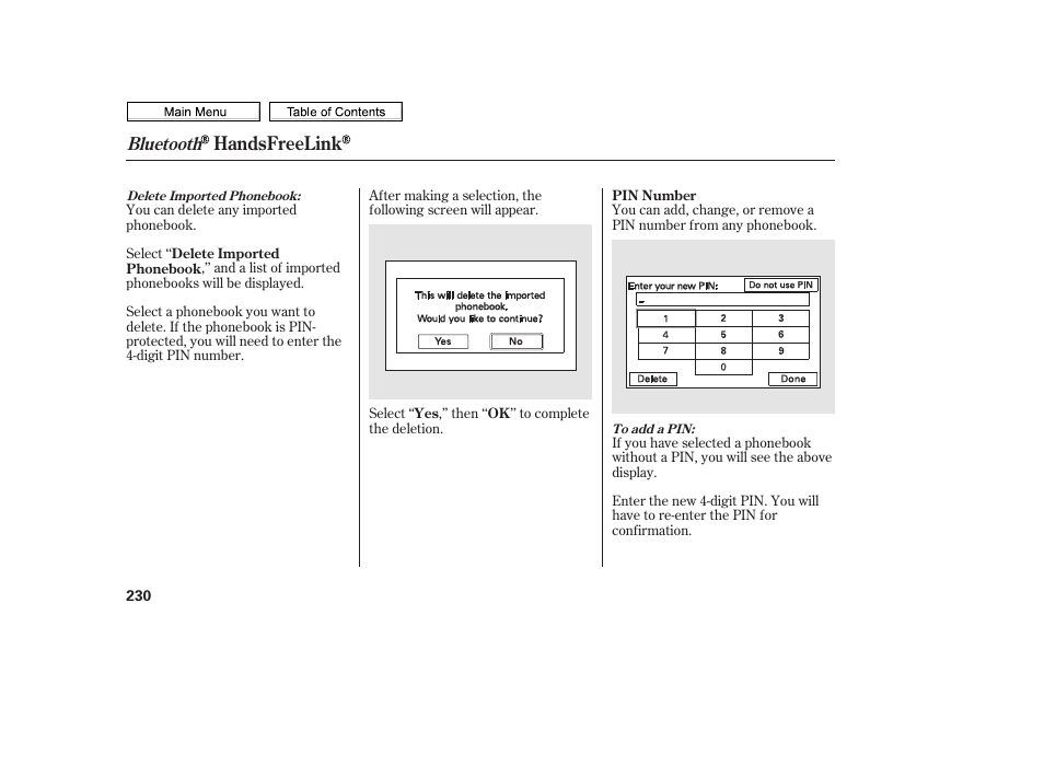 Handsfreelink, Bluetooth | HONDA 2010 Civic Sedan User Manual | Page 233 / 387