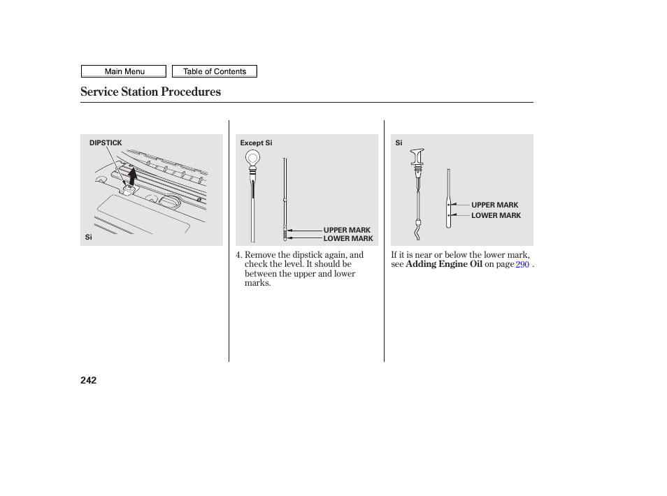 Service station procedures | HONDA 2010 Civic Sedan User Manual | Page 245 / 387