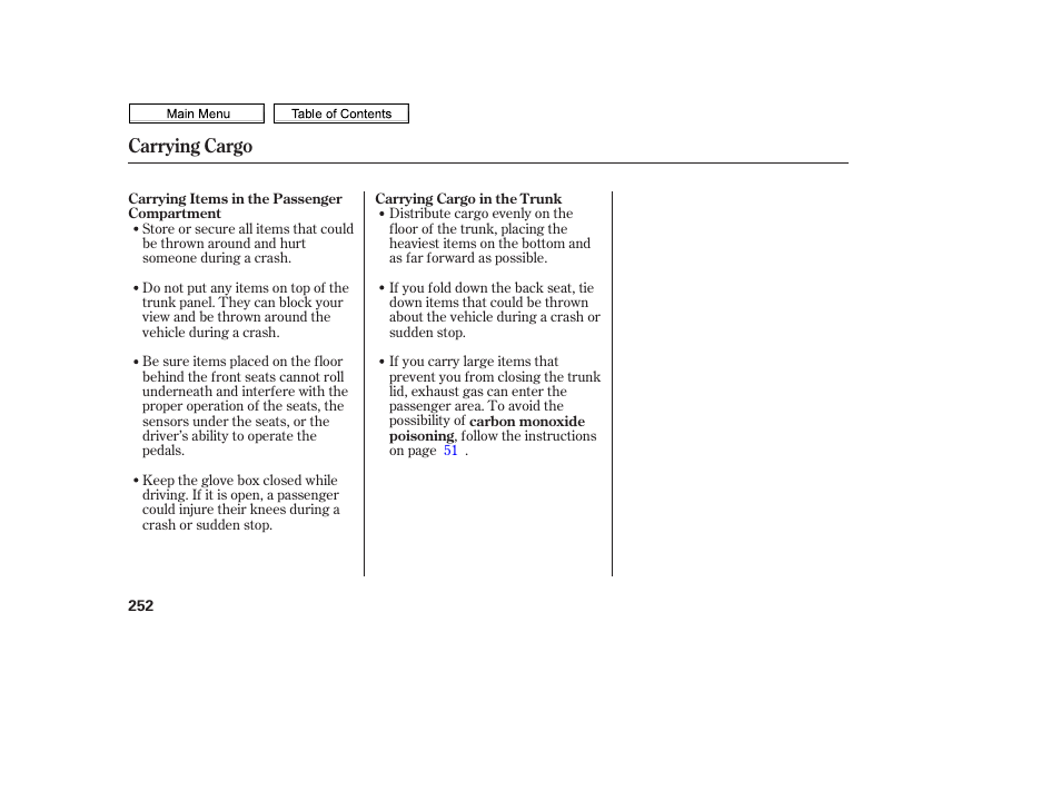 Carrying cargo | HONDA 2010 Civic Sedan User Manual | Page 255 / 387