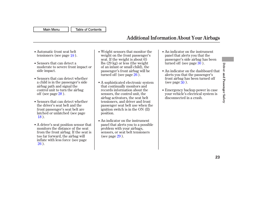 Additional information about your airbags | HONDA 2010 Civic Sedan User Manual | Page 26 / 387