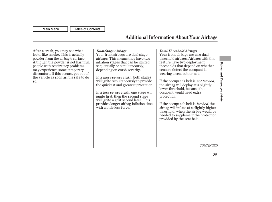 Additional information about your airbags | HONDA 2010 Civic Sedan User Manual | Page 28 / 387