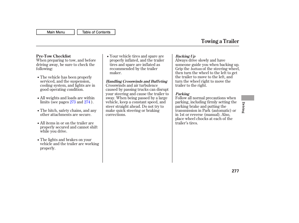 Towing a trailer | HONDA 2010 Civic Sedan User Manual | Page 280 / 387