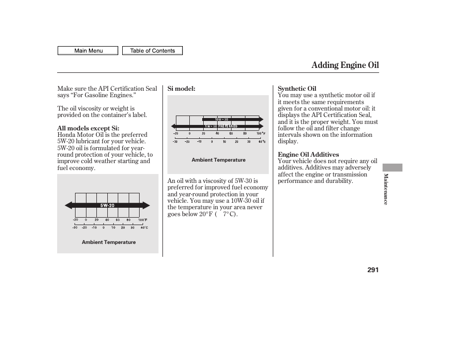 Adding engine oil | HONDA 2010 Civic Sedan User Manual | Page 294 / 387