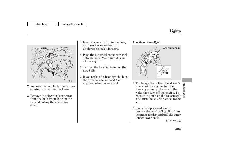 Lights | HONDA 2010 Civic Sedan User Manual | Page 306 / 387