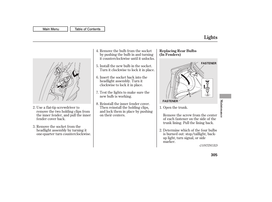 Lights | HONDA 2010 Civic Sedan User Manual | Page 308 / 387