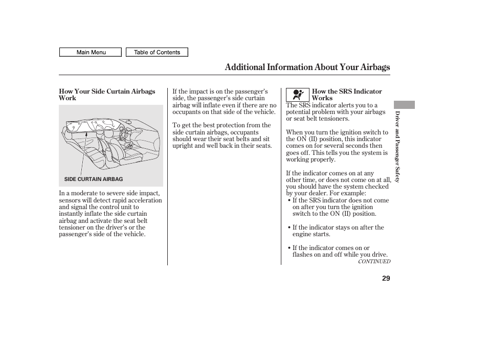 Additional information about your airbags | HONDA 2010 Civic Sedan User Manual | Page 32 / 387