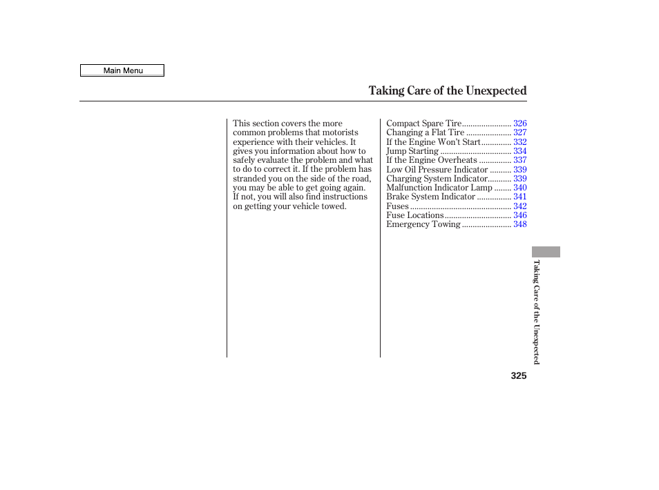 Taking care of the unexpected | HONDA 2010 Civic Sedan User Manual | Page 328 / 387