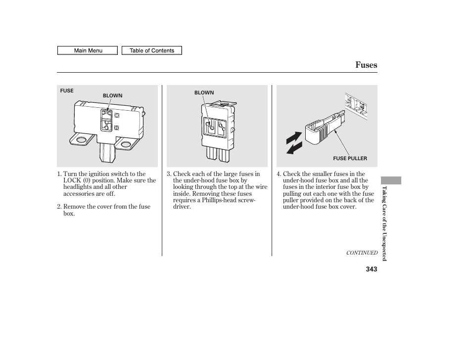 Fuses | HONDA 2010 Civic Sedan User Manual | Page 346 / 387