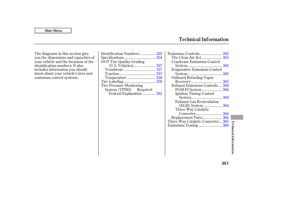 Technical information | HONDA 2010 Civic Sedan User Manual | Page 354 / 387